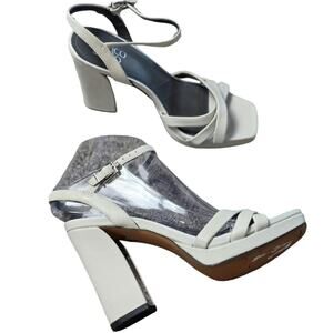 Franco Sarto Damalis Leather size 6 Ankle Strap Block Heels light gray